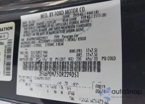 2013 Ford Fusion Se z USA, uszkodzony, nr VIN 3FA6P0H75DR229051